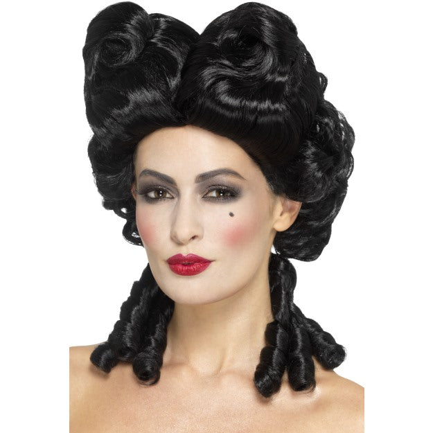 Gothic Baroque Wig Black Ladies Halloween Fancy Dress Wig Medieval