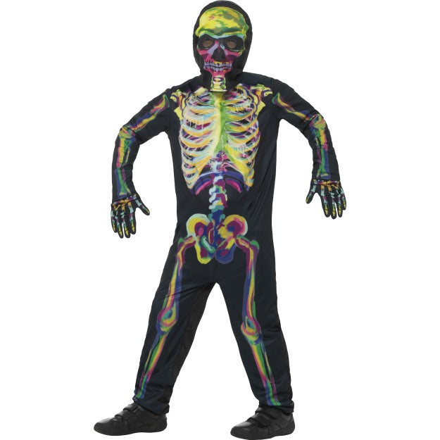 Glow in the Dark Skeleton Costume Halloween Boys Childrens Fancy Dress 4-12 Years