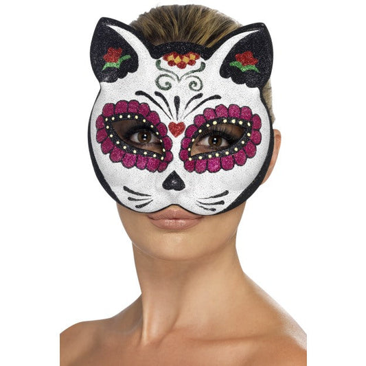 Sugar Skull Cat Eyemask, with Glitter