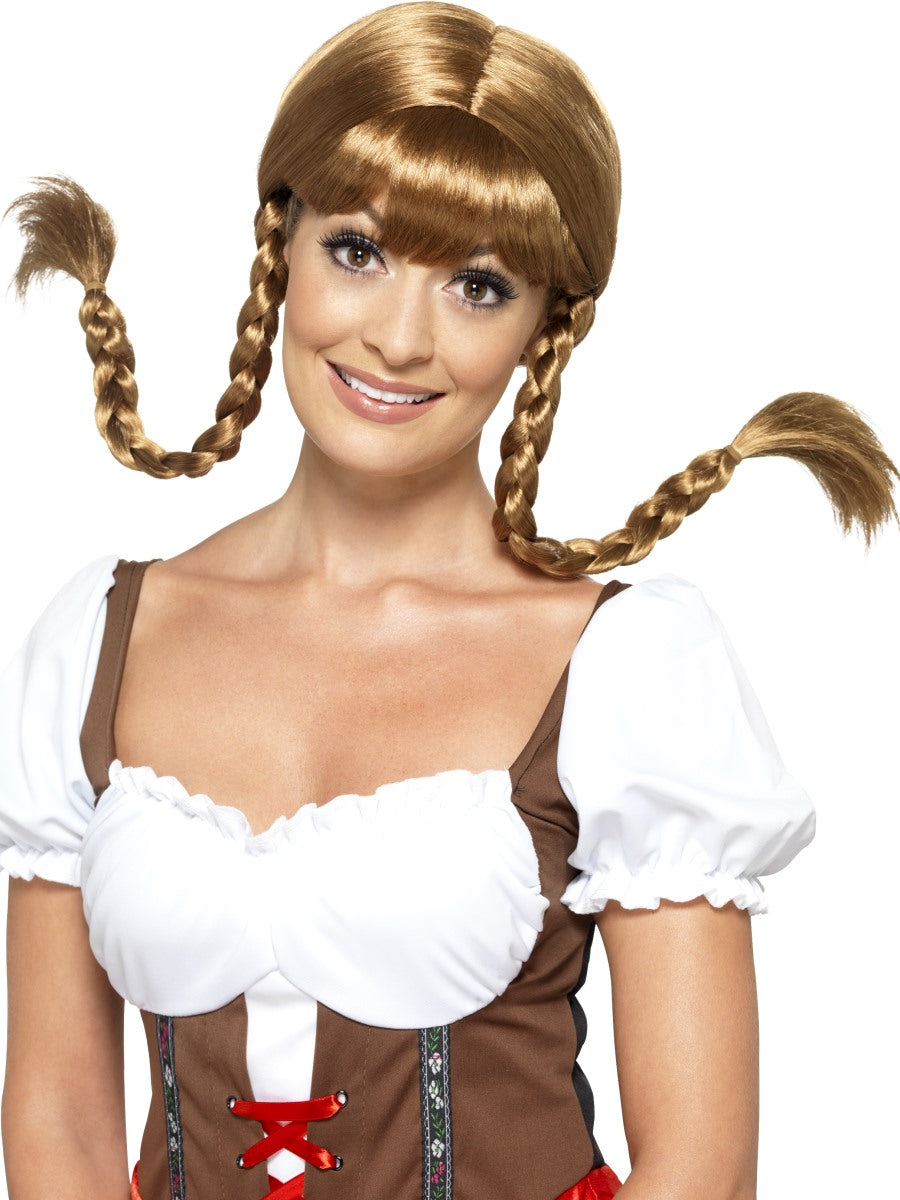Deluxe Beer Girl Wig Adults Oktoberfest Beer Wench Fancy Dress Wig Ladies