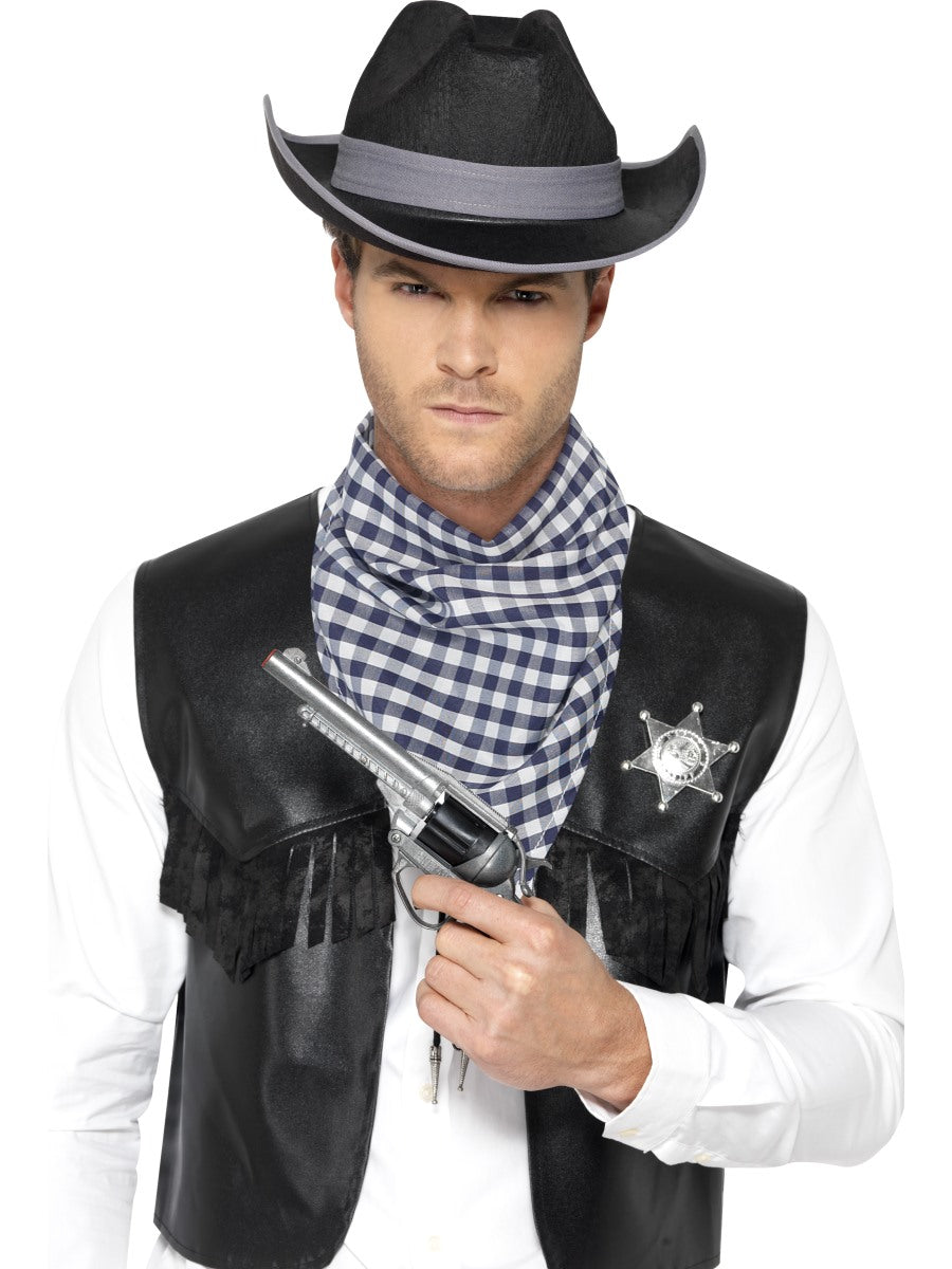 Western Western Kit Black Wild West Cowboy Hat Neckscarf Mens Fancy Dress Outfit