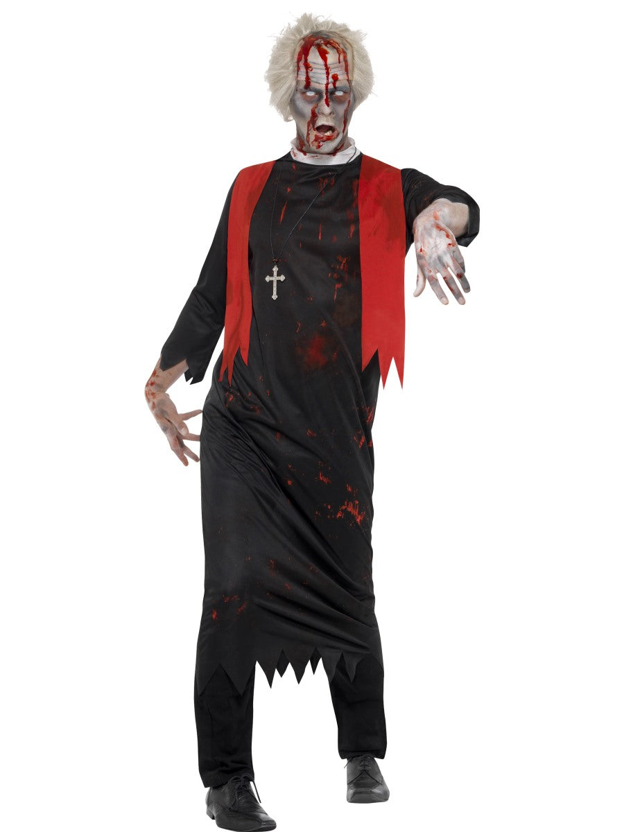 Zombie High Priest Costume Mens Minister Halloween Fancy Dress M-XL New