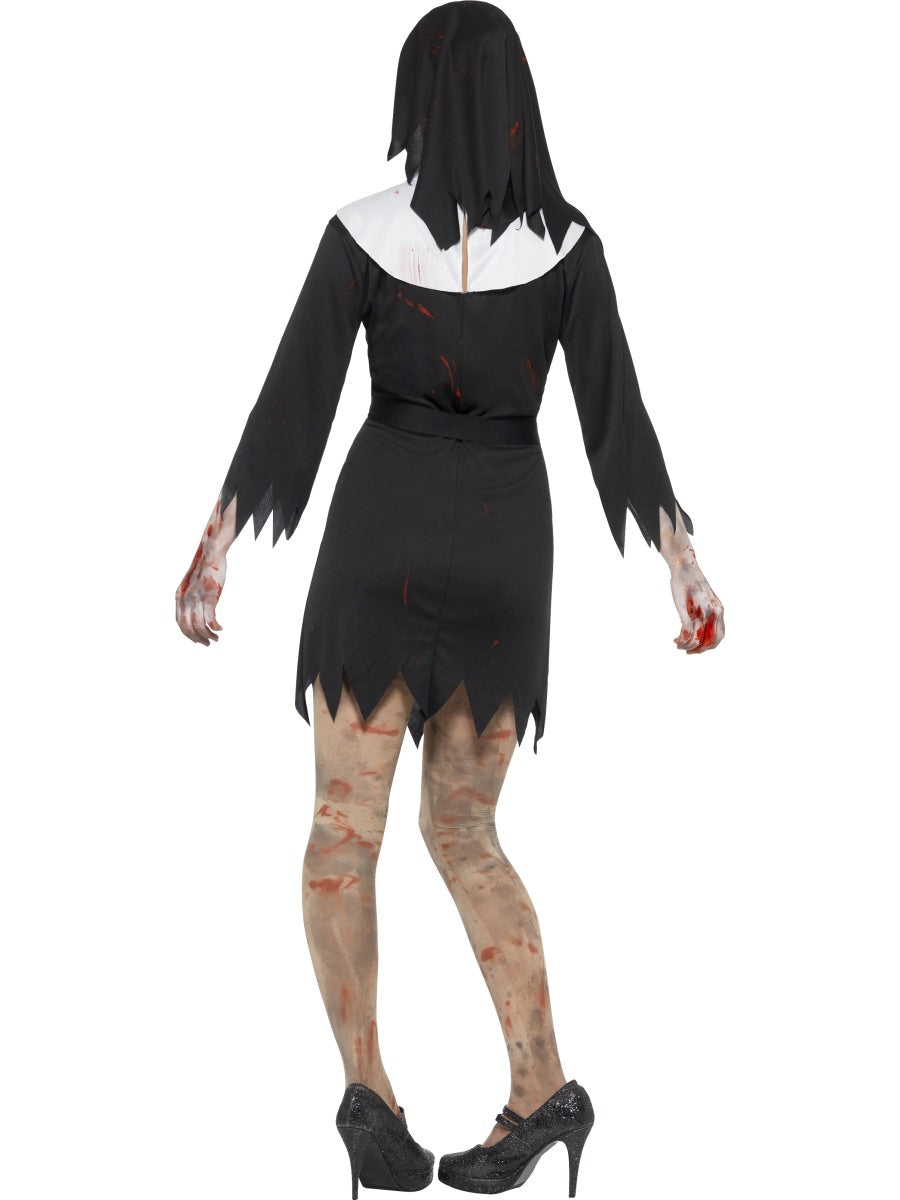 Womens Zombie Nun Costume Ladies Sister Adult Halloween Fancy Dress Outfit New