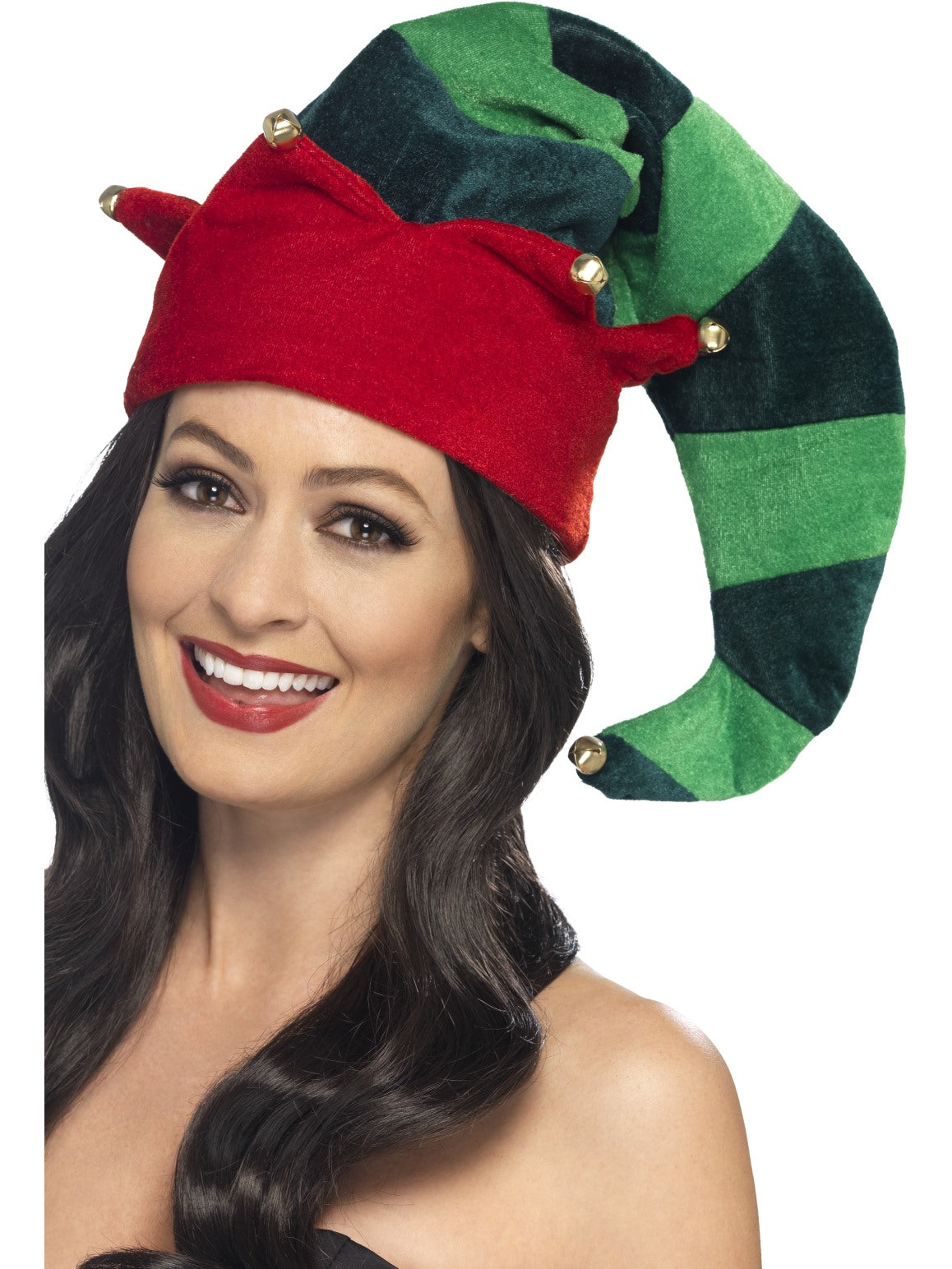 Plush Elf Hat Christmas Hat With Bells Deluxe Fancy Dress Accessory