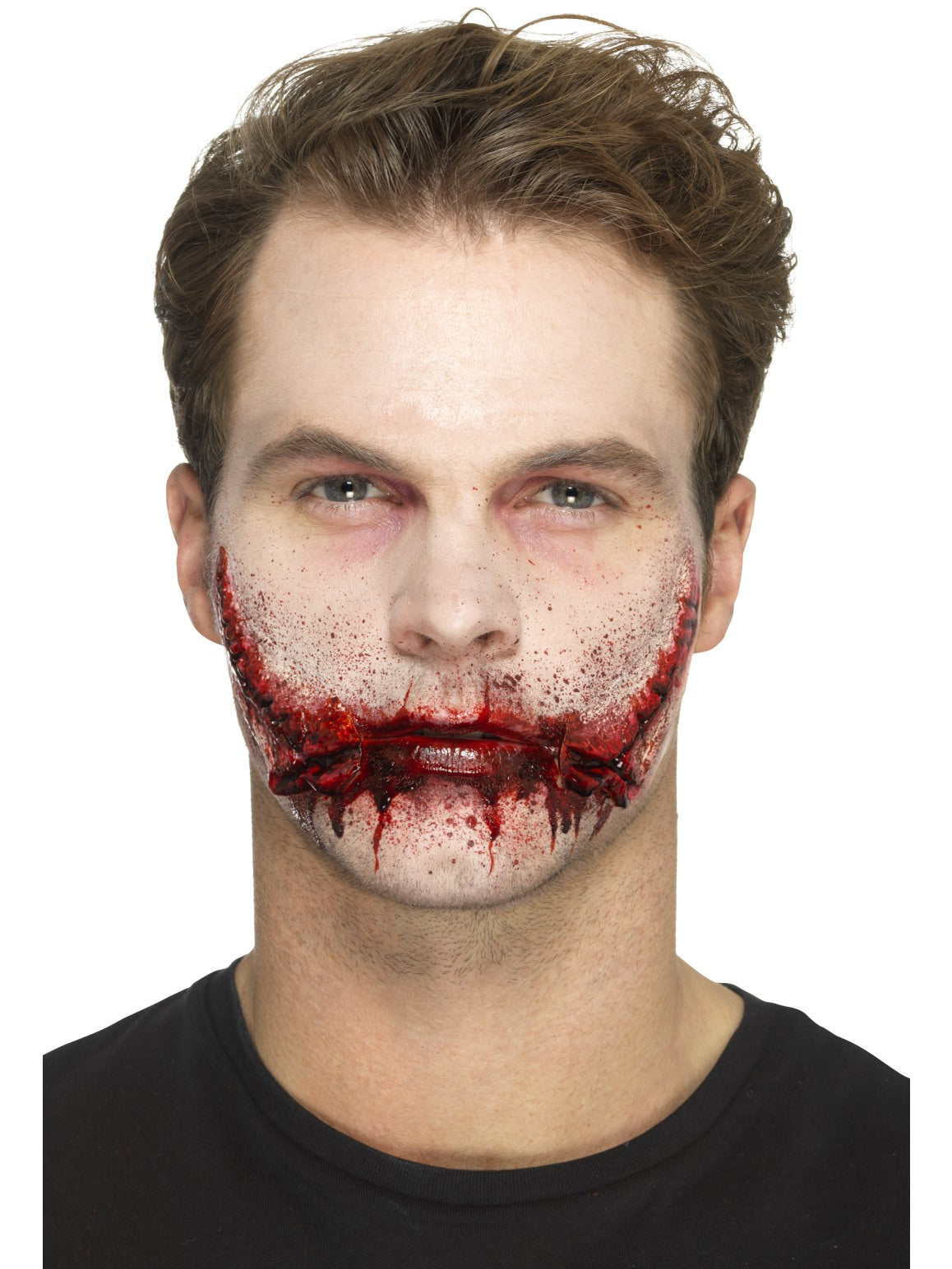 Foam Latex Stitched Smile Prosthetic Make Up FX Halloween Horror Fancy Dress