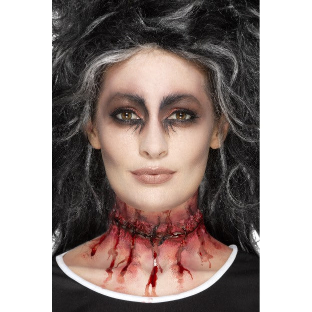 Latex Stitched Scar Prosthetic Slit Throat Special FX Ladies Halloween Make Up
