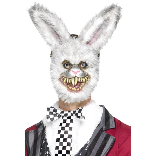 Zombie White Rabbit Mask Adults Animal Halloween Fancy Dress