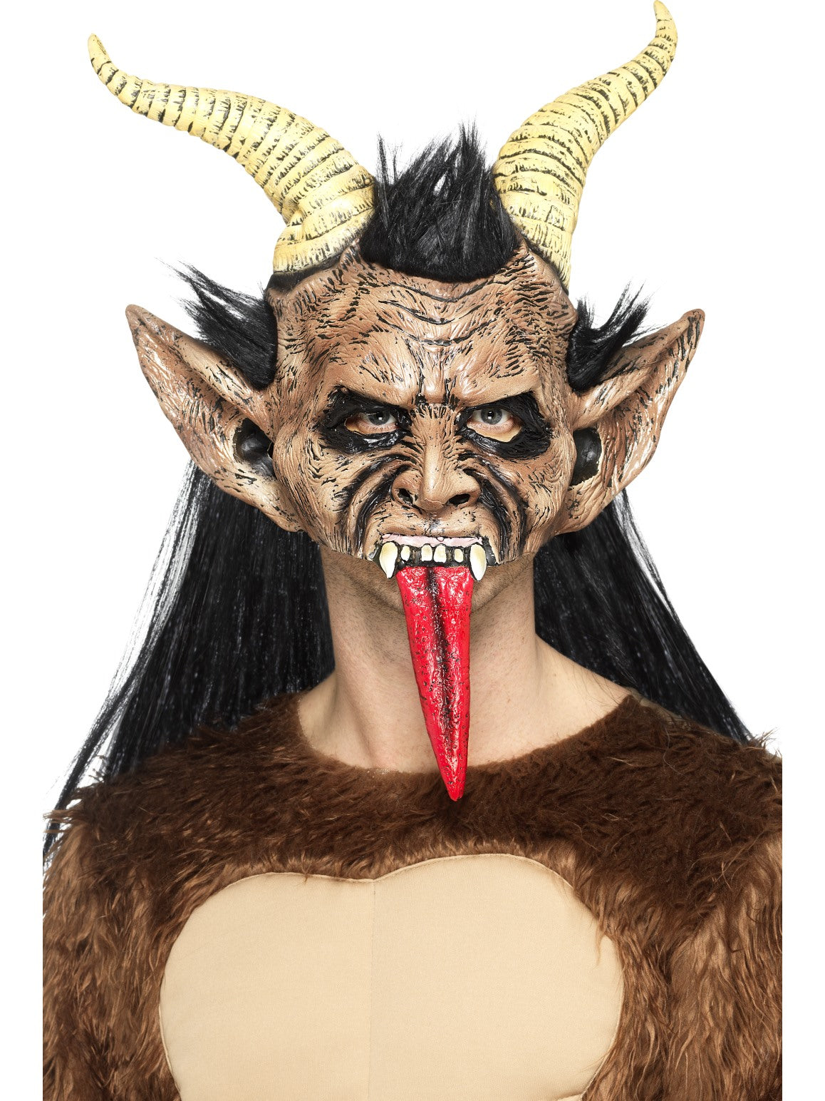 Demon Beast Mask Deluxe Krampus Latex Overhead Fancy Dress Accessory