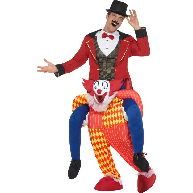 Clown Piggy Back Circus Deluxe Mascot With False Legs Adults Fancy Dress