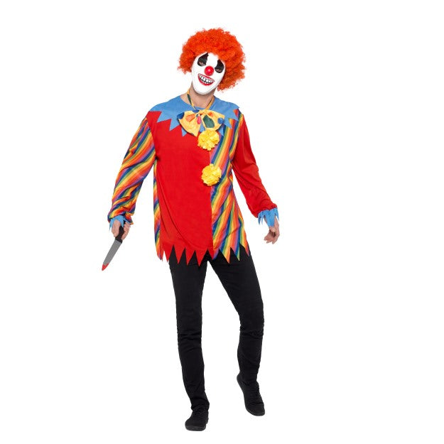 Creepy Clown Kit Mens Scary Horror Halloween Fancy Dress Costume + Mask