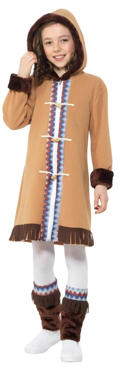 Arctic Girl Costume Snow Girl Fancy Dress Outfit Kids Sledge