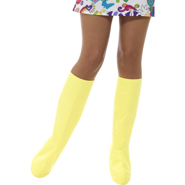 60s 70s PVC Gogo Boot Covers Knee High Ladies Fancy Dress Accessory