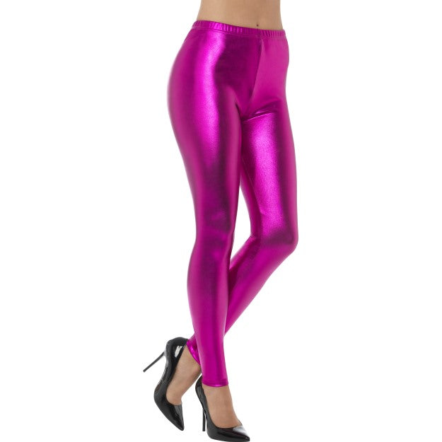80s Leggings Metallic Trousers Disco Ladies Fancy Dress Costume Accessory