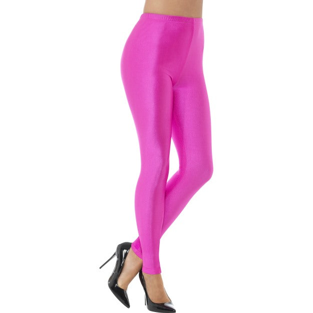 80s Leggings Neon Pink Green Orange Spandex Ladies Fancy Dress