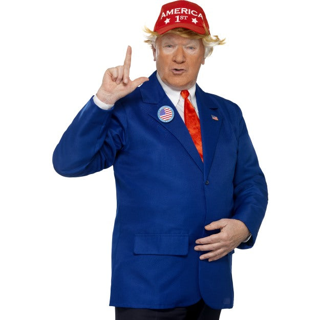 American President Donald Trump Adult Mens Fancy Dress Costume + Hat M-XL