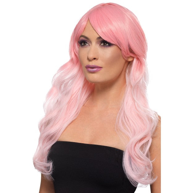 Ombre Wig Long Heat Resistant Styleable Layered Fancy Dress Baby Pink Ombre Wig