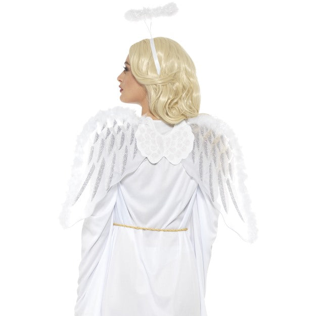 Adult White Angel Set Nativity Christmas Fancy Dress Accessory Wings + Halo