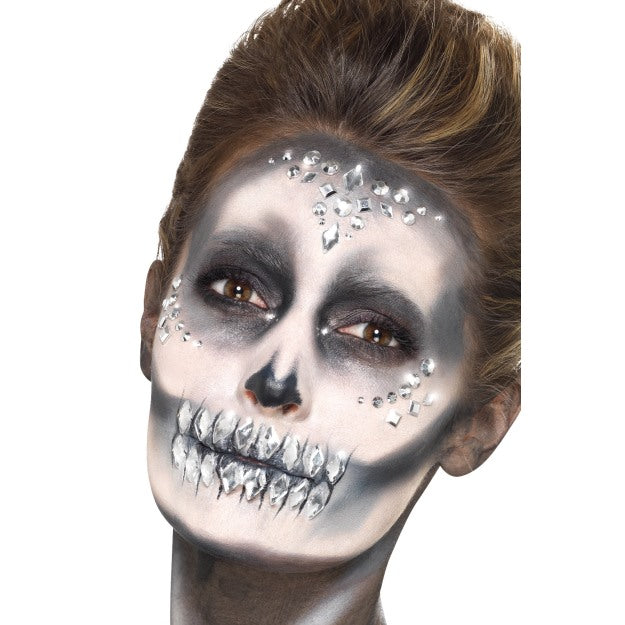 Sheet Of Silver Face Gems Ladies Fancy Dress Festival Make Up Jewls x 100