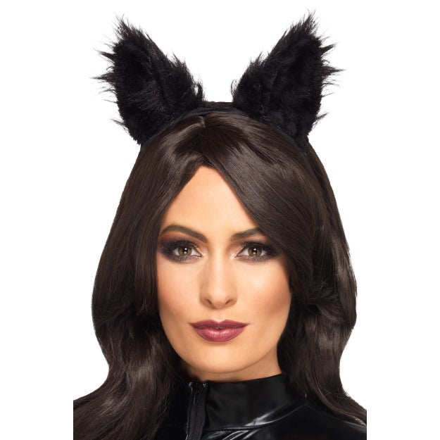 Long Pile Fur Cat Ears Ladies Cats Fancy Dress Accessory Deluxe