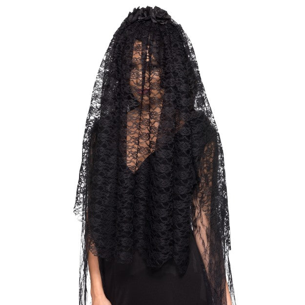 Adult Black Widow Veil Gothic Bride Ladies Fancy Dress Costume Accessory New