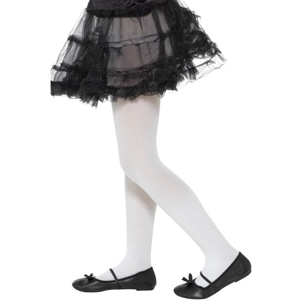 White Tights Girls Opaque Plain Fancy Dress Childrens Underwear Age 6 to 12 Years