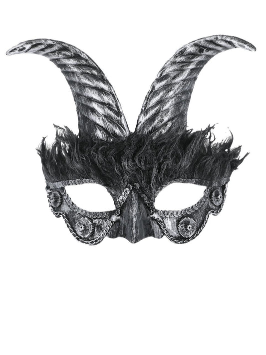 Silver Masquerade Horned Mask