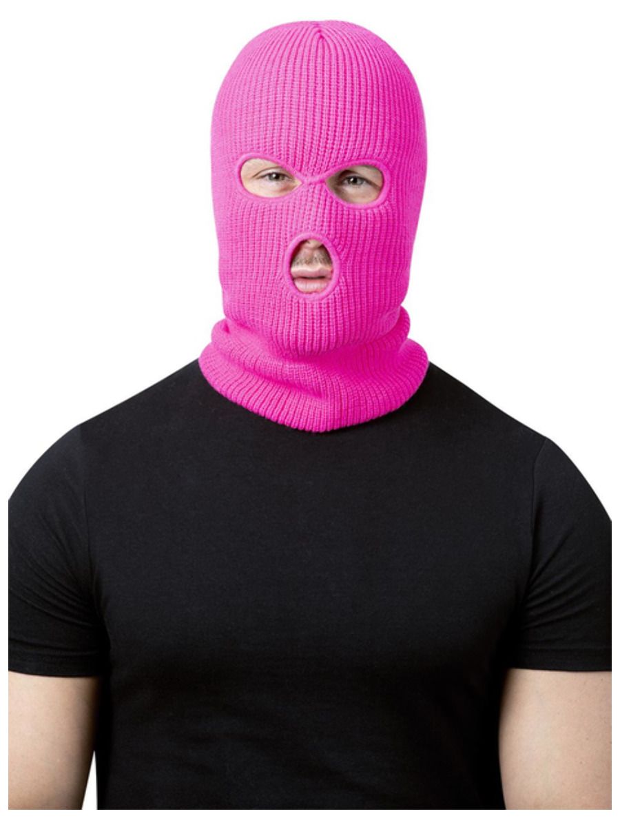 Balaclava Ski Mask Neon Pink Halloween Fancy Dress Accessory Robber Burglar