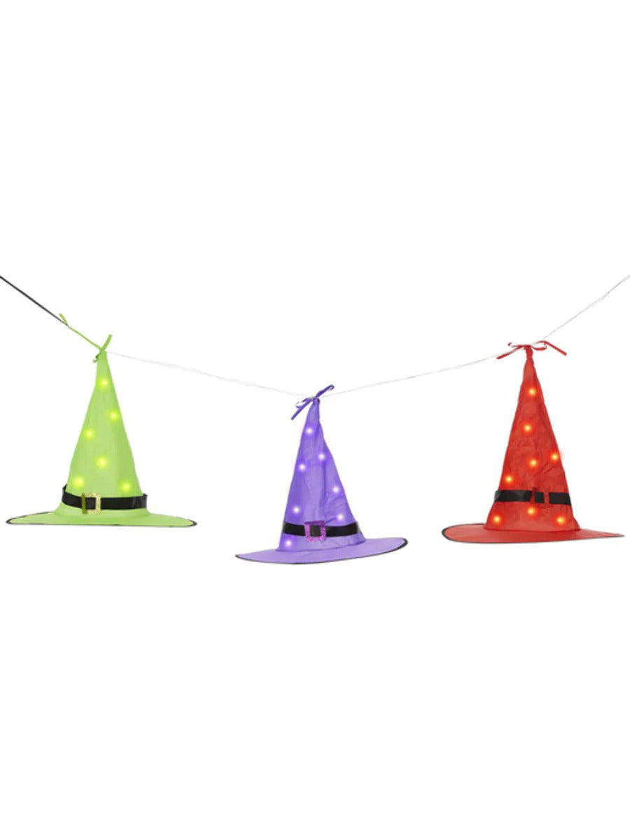 LED Light Up Floating Witch Hats Set of 3 Halloween Party Decoration Fancy Dress