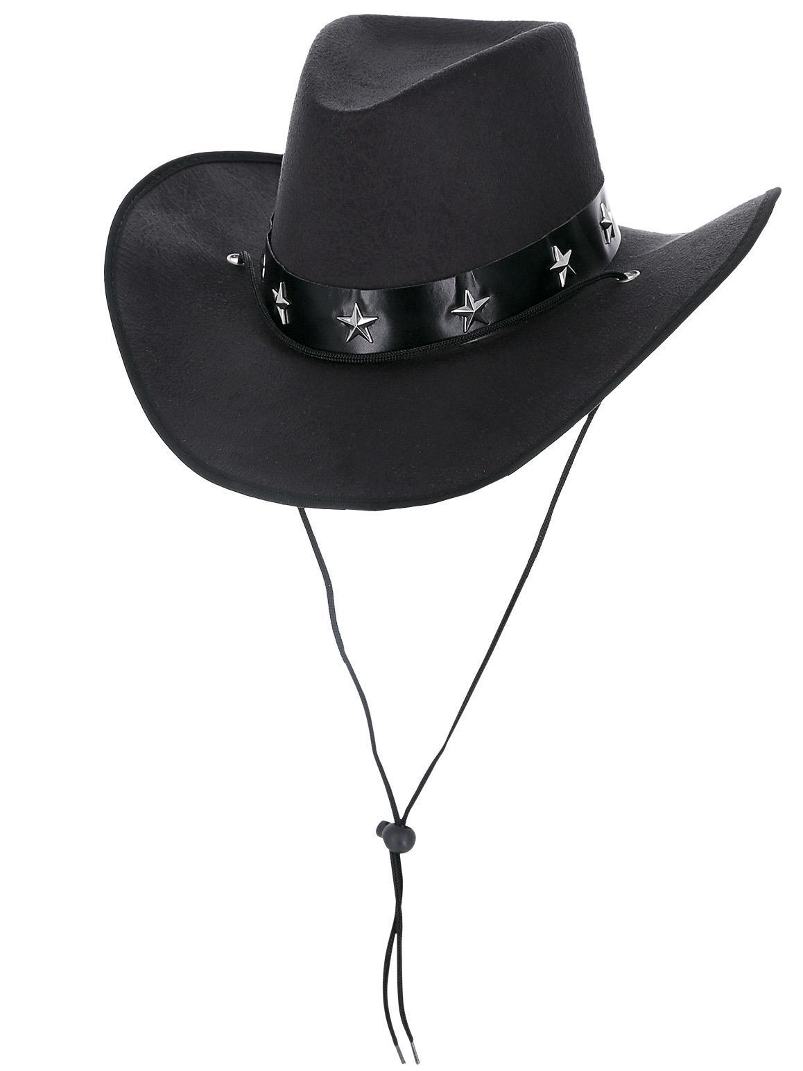 Black Western Cowboy Hat Adults Wild West Fancy Dress Mens Ladies Deluxe