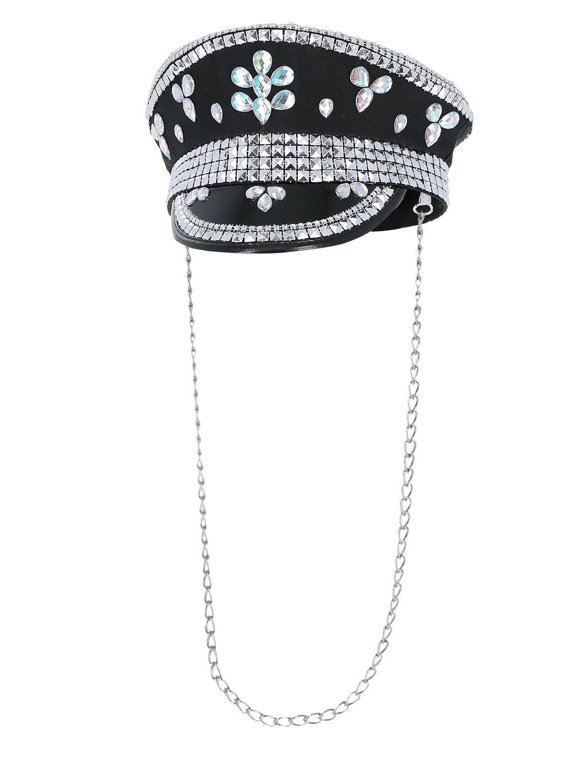 Fever Deluxe Sequin Studded Captains Hat Festival Carnival Fancy Dress