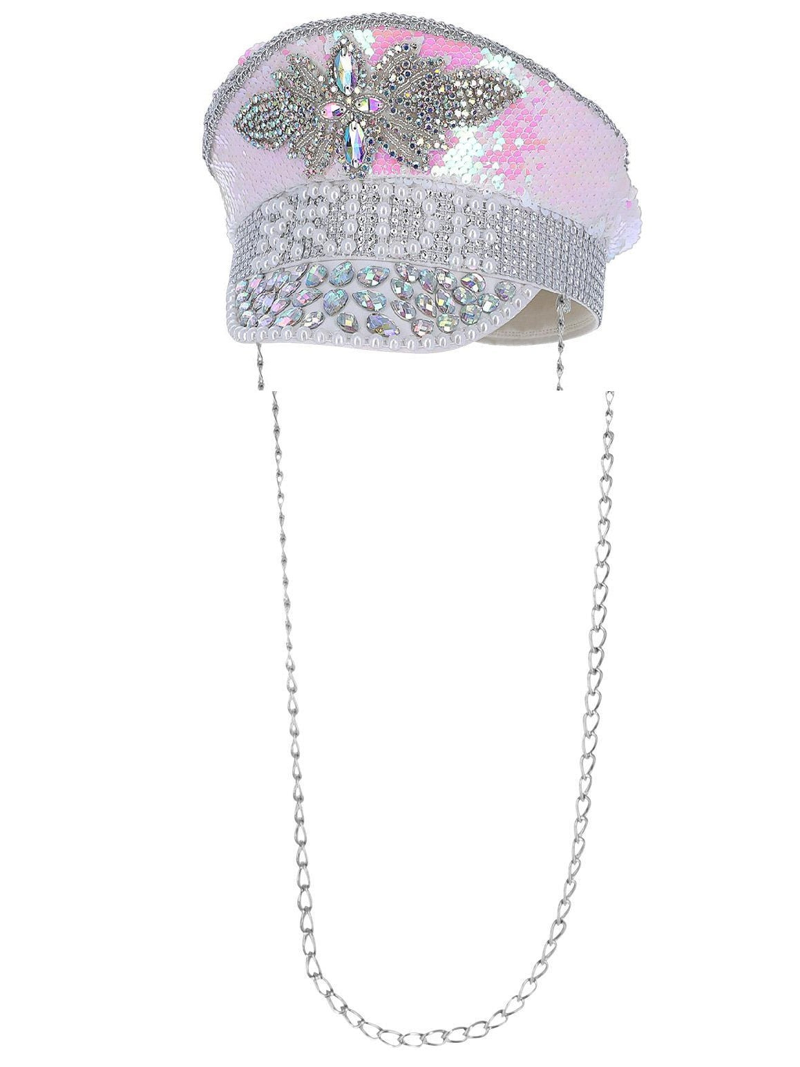 Fever Deluxe Sequin & Pearl Bride Captains Hat Hen Night BRIDE Fancy Dress