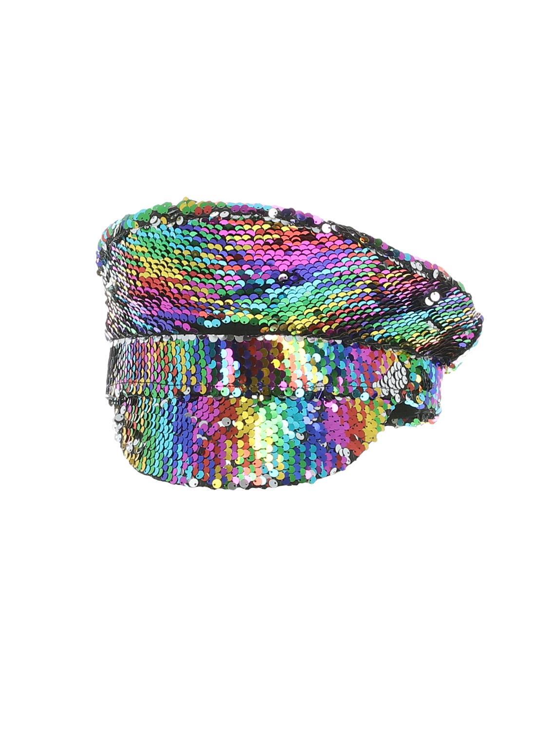 Sequin Captains Hat Deluxe Pride Fancy Dress Accessory Multi Coloured