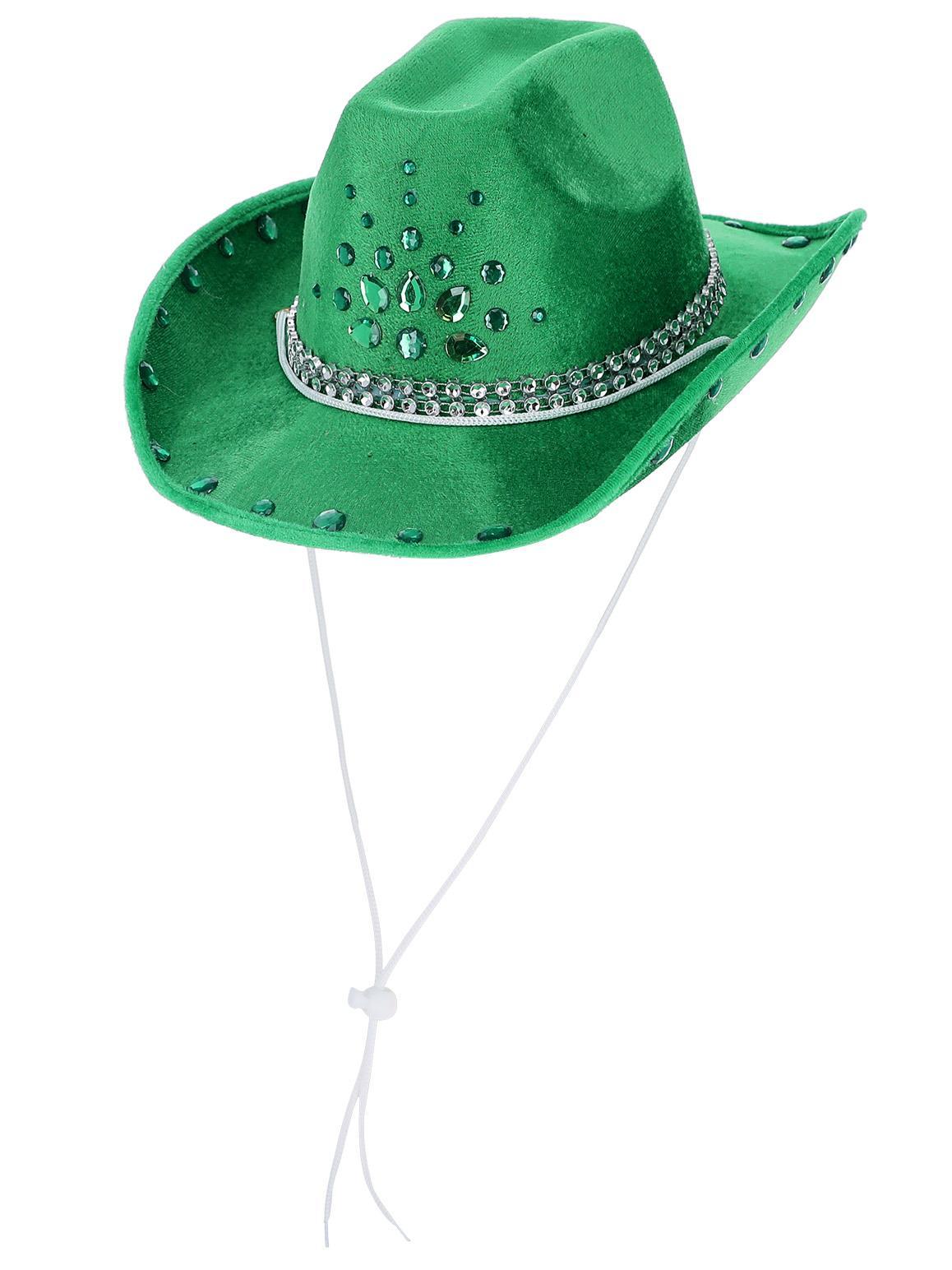 Rhinestone Cowboy Hat Adults Wild West Fancy Dress Coloured Cowgirl Hat
