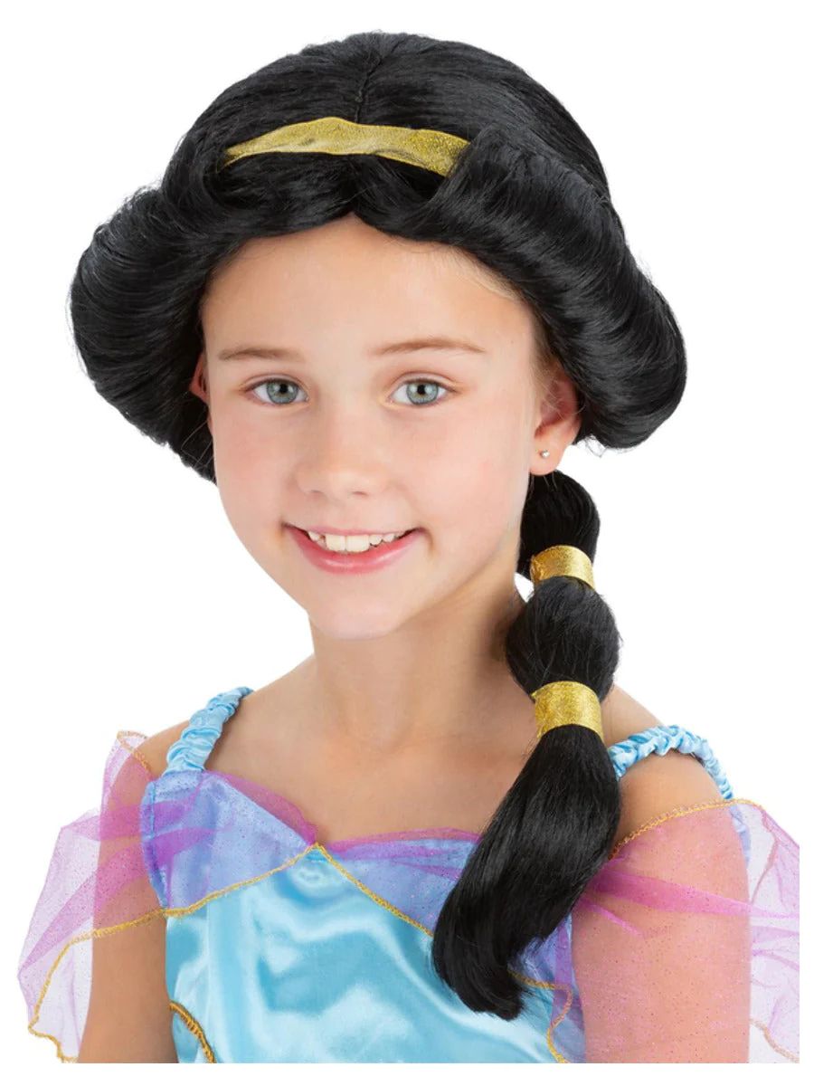 Girls Arabian Princess Girls Arabian Princess Wig Jasmine Fairytale Fancy Dress