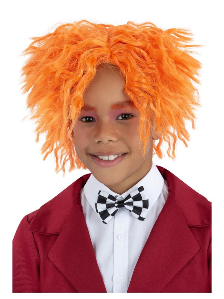 Kids Mad Hatter Wig Orange Frizzy Wig Alice In Wonderland Fancy Dress