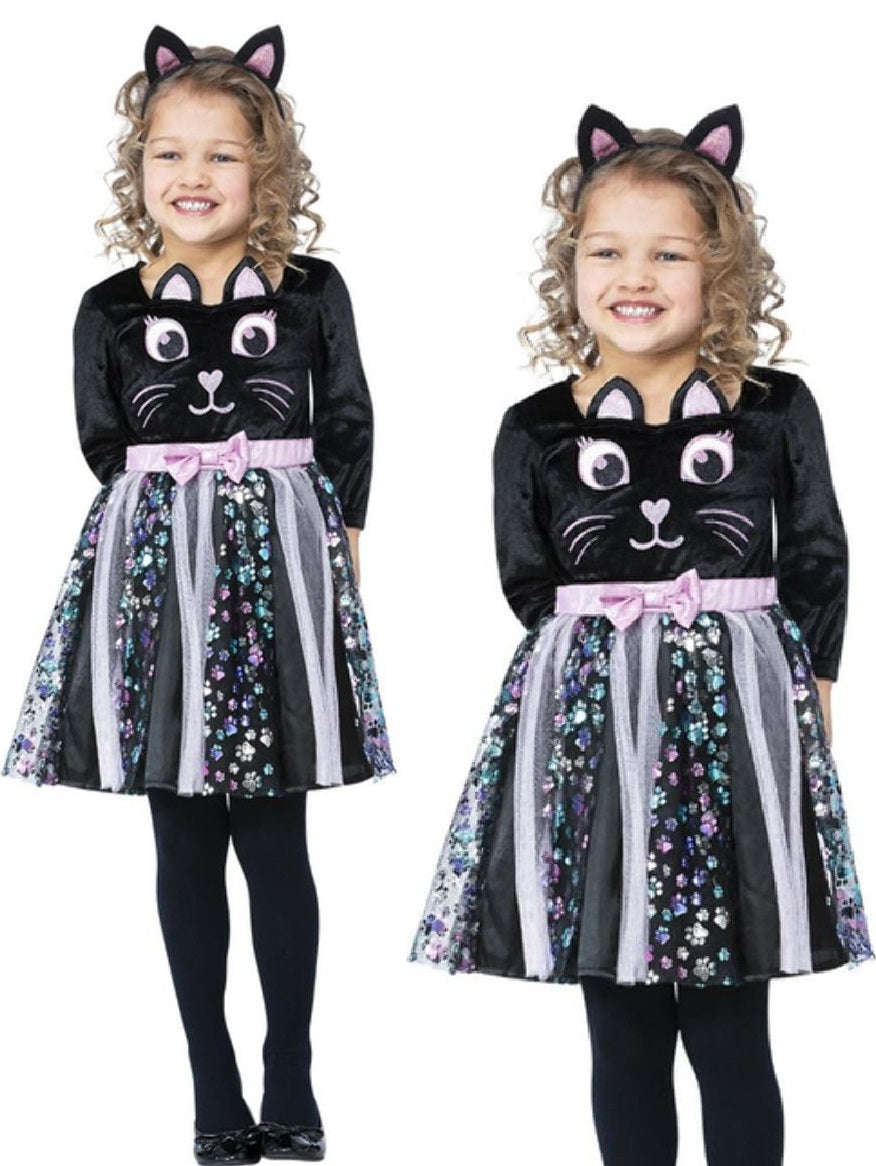 Pretty Cat Costume Girls Halloween Cat Fancy Dress Outfit Toddler Trick Or Treat