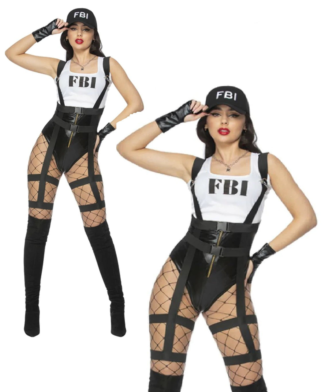 Fever FBI Harness Costume Ladies Sexy Police Officer Fancy Dress Outfit