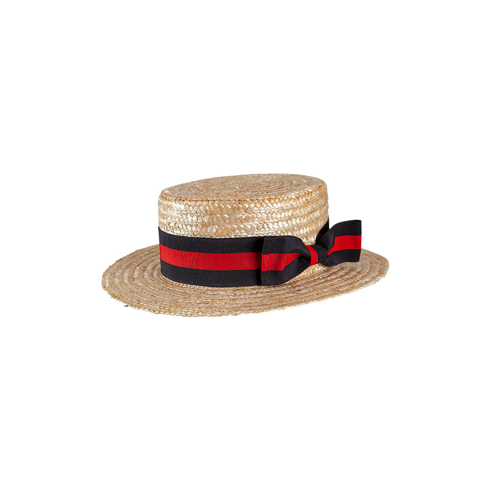 Classic Straw Boater Black/Red Band