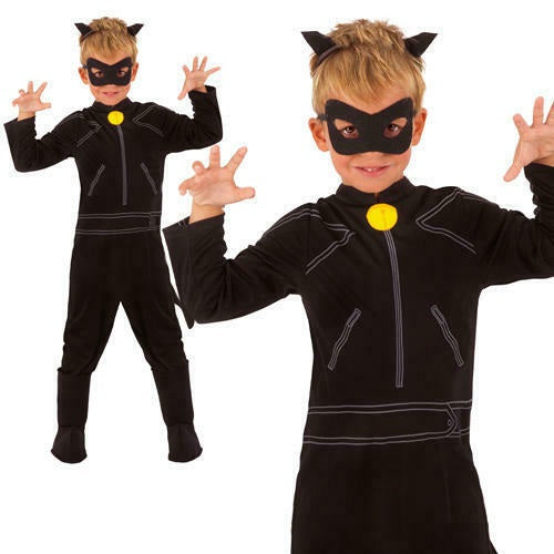 Cat Noir Superhero Boys Fancy Dress Miraculous Kids Book Day Costume Outfit