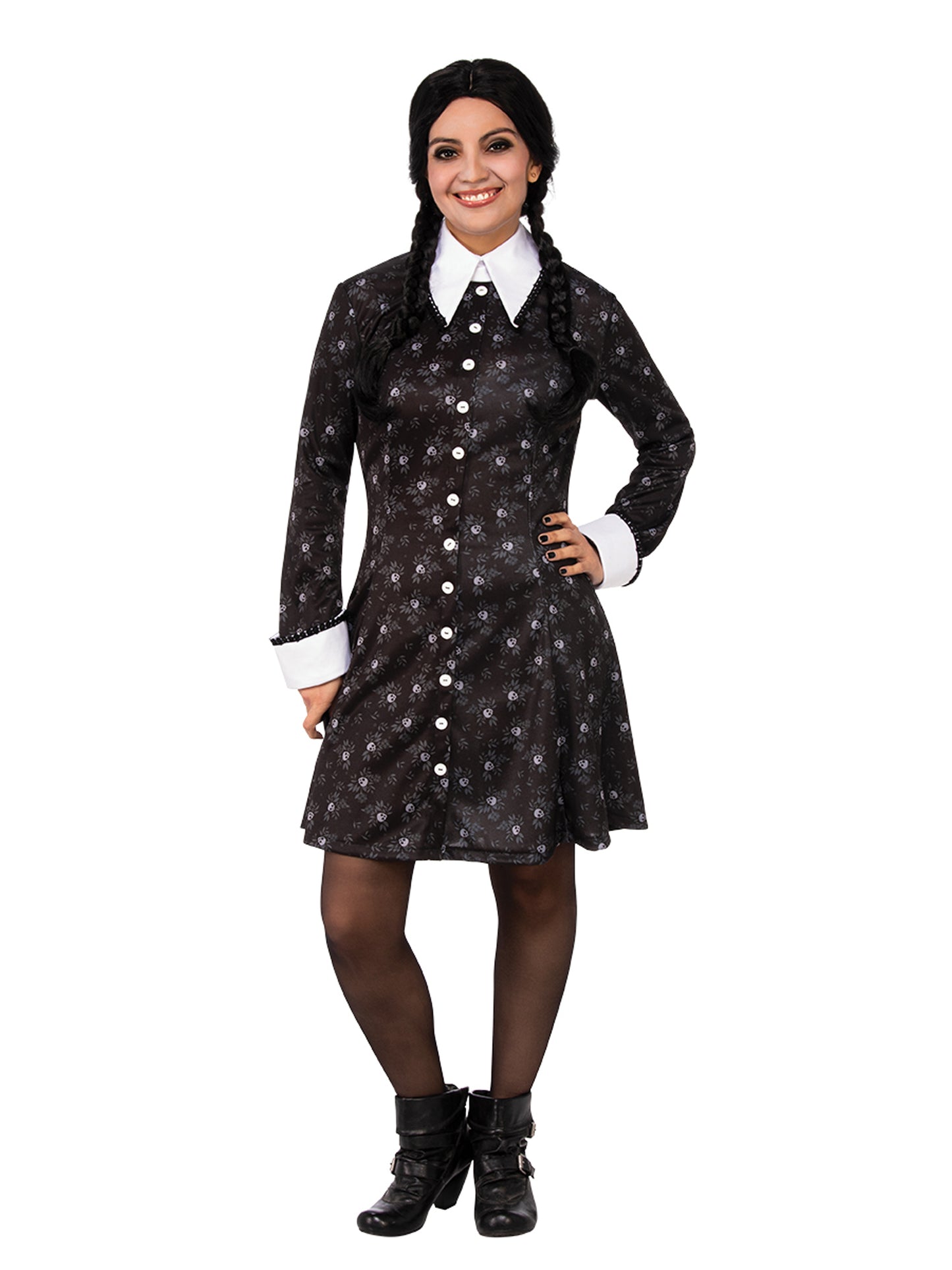 Wednesday Addams Ladies Costume Licensed Fancy Dress Halloween Outfit