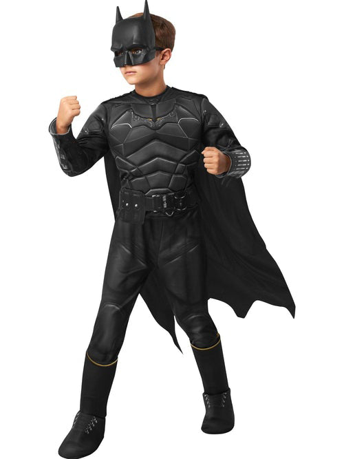 Deluxe Batman Kids Costume Boys Licensed DC Superhero Fancy Dress