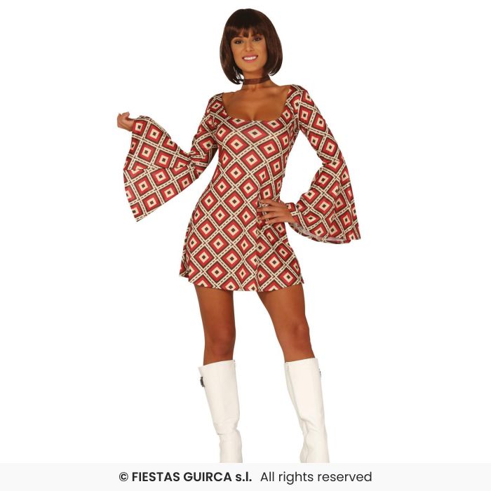 Shift Dress 70s Dress Disco Retro Adults Fancy Dress Costume Ladies UK 8-18