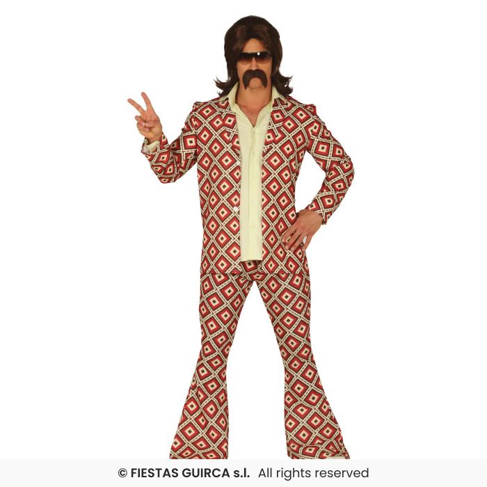 Retro Suit 70s Disco Man Adults Fancy Dress Costume Mens Flared Trousers S-XL