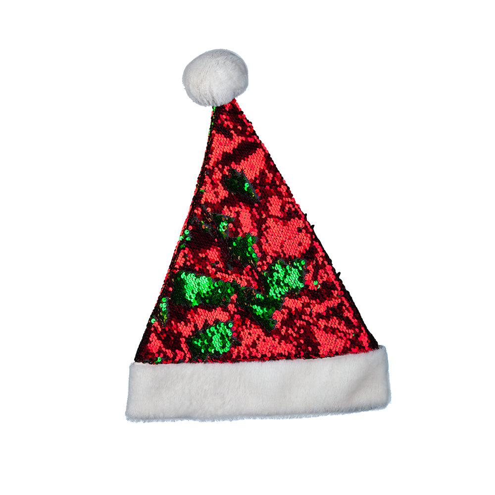 Deluxe Santa Hat Sequin Fancy Dress Xmas Accessory Fancy Dress Santa Claus