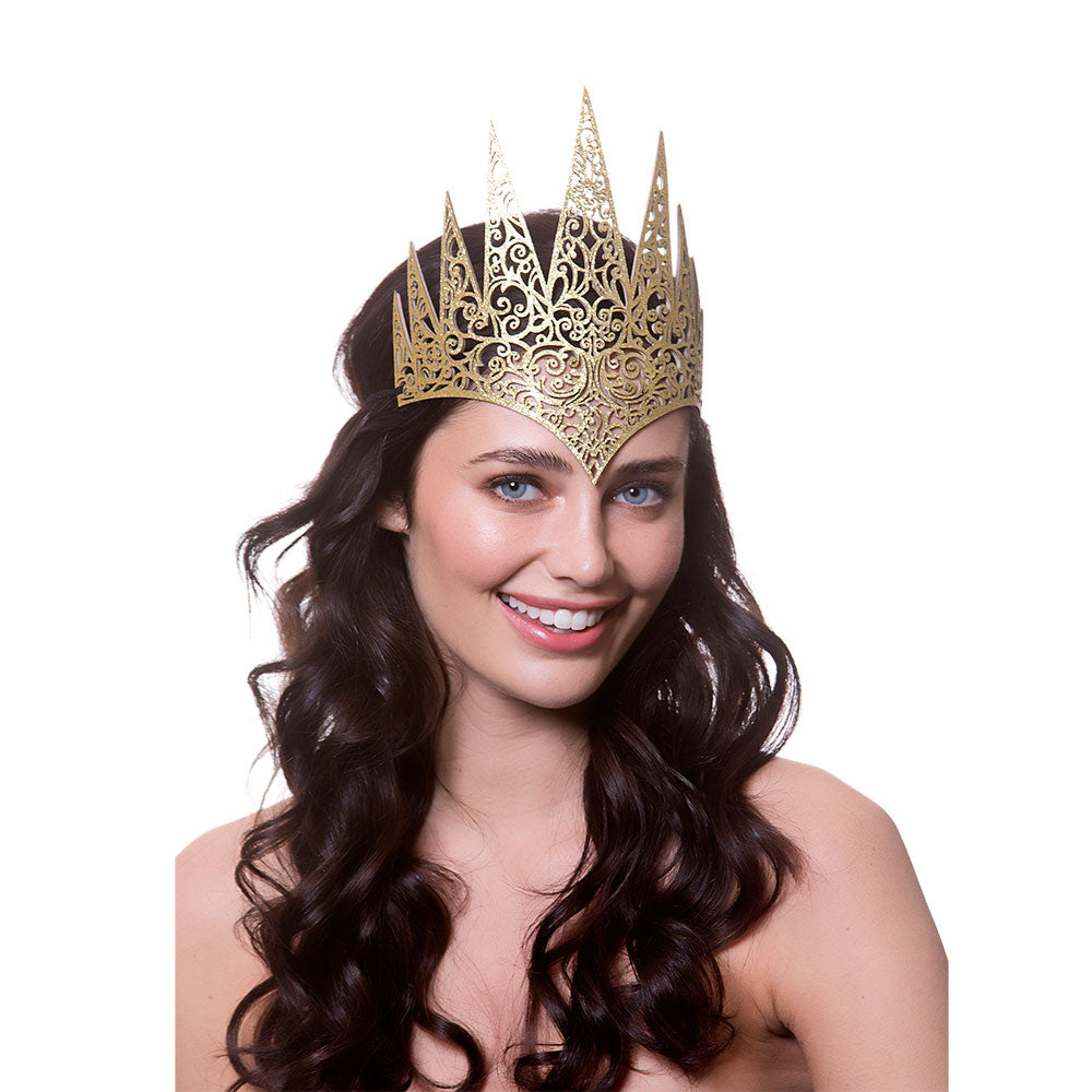 Fantasy Crown Adults Halloween Gothic Queen Fancy Dress Headpiece Crown Metallic