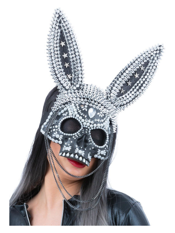 Bunny Rabbit Mask Punk Rocker Jewel Fancy Dress Halloween Skeleotn Mask Ladies