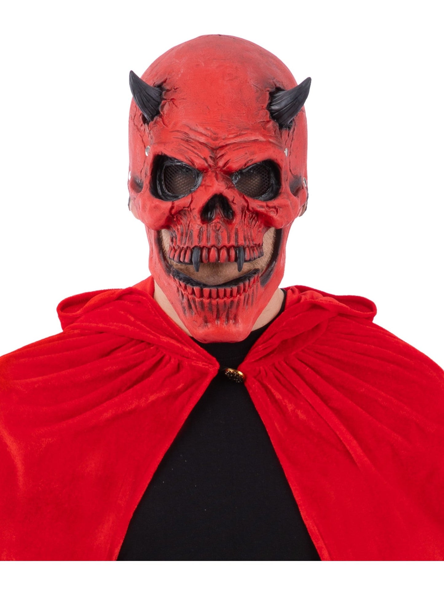 Red Devil Skull Latex Mask with Moving Mouth Halloween Fancy Dress Mask Mens Ladies