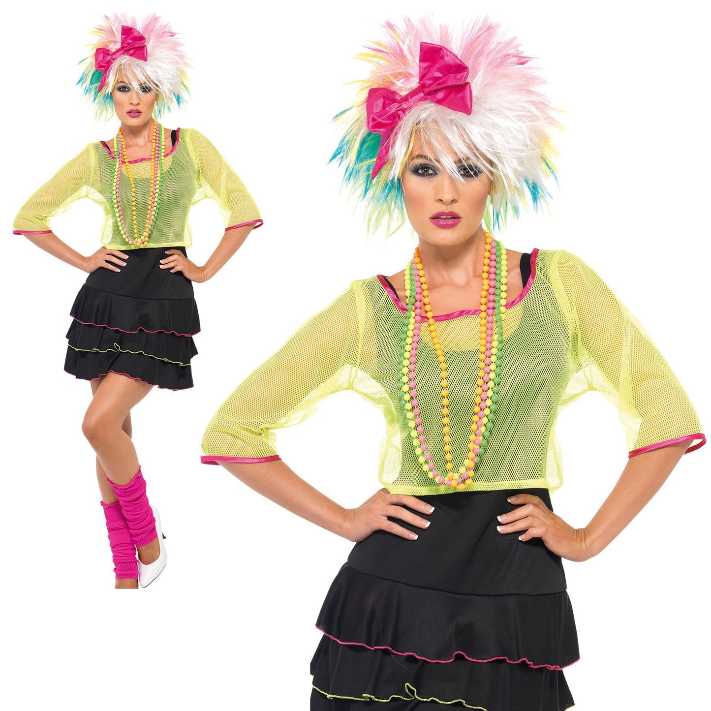 80s Pop Tart Costume Neon Retro Madonna Cyndi Lauper Womens Fancy Dress UK 8-18