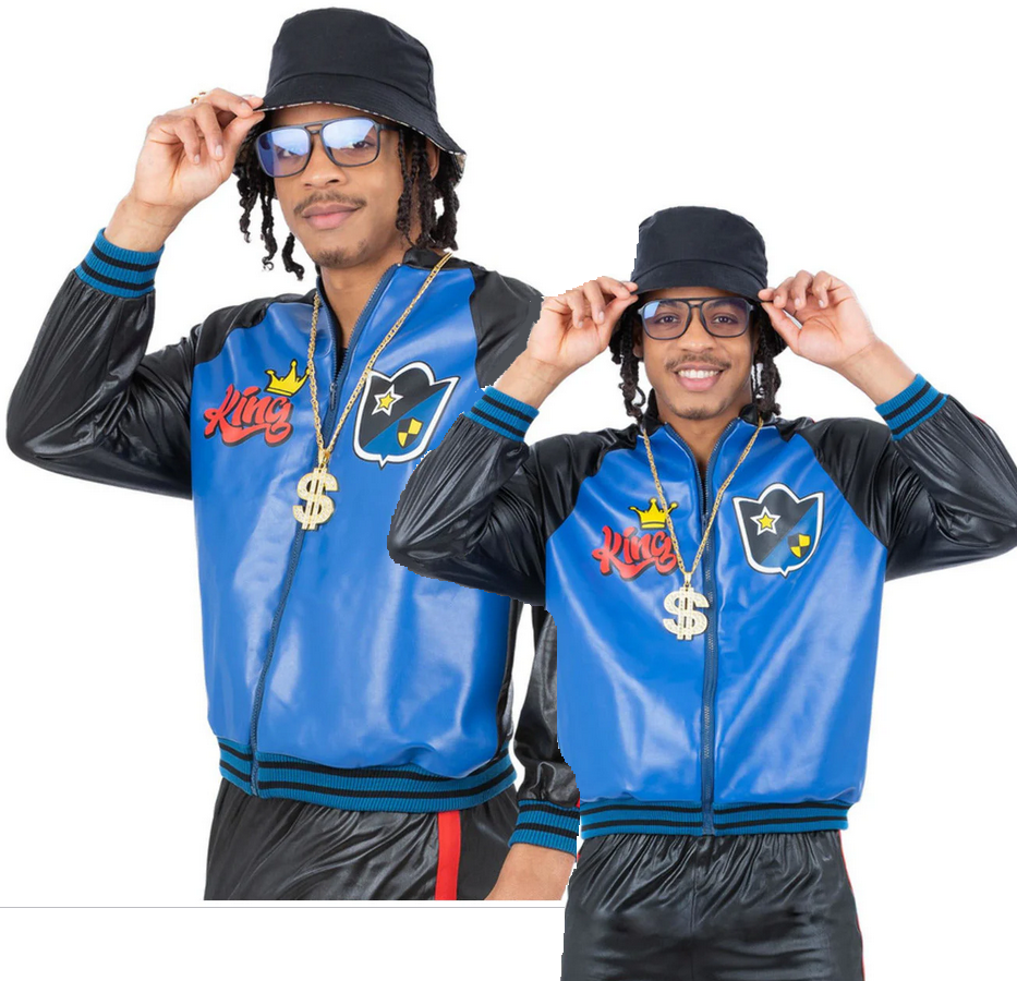 80s Jam Master Jacket Adults Rap King Mens Fancy Dress Bomber Jacket