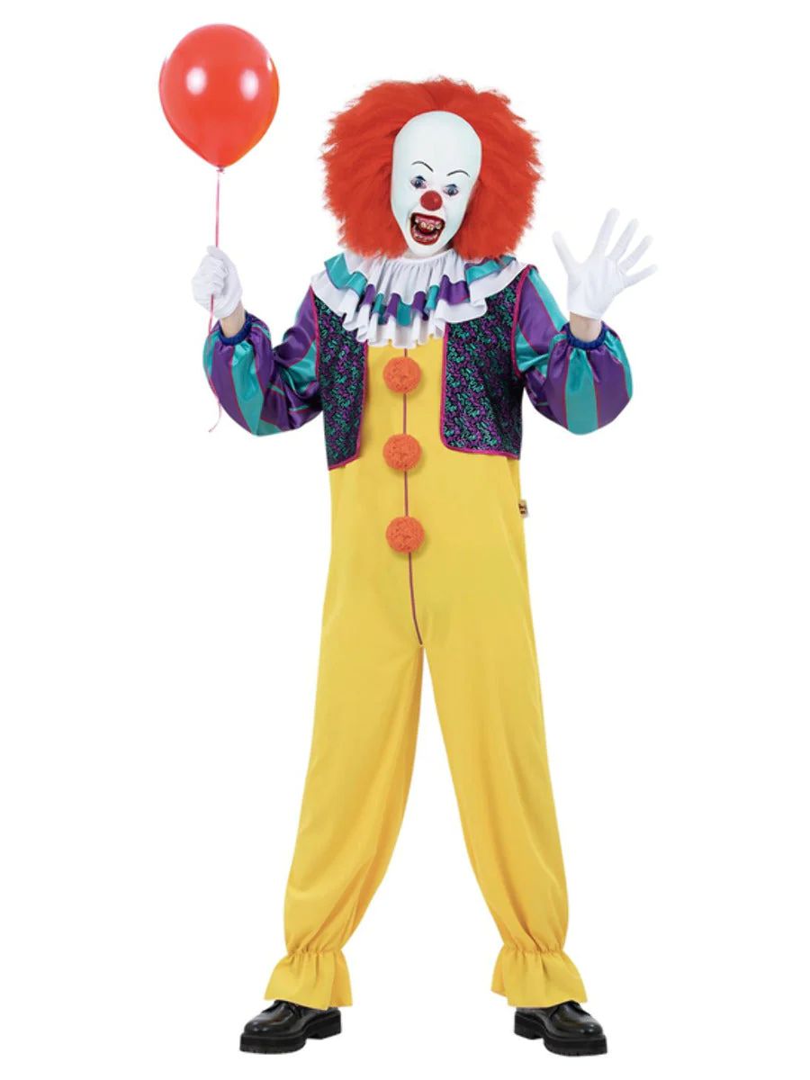 IT Classic 1990 Pennywise Costume Halloween Licensed Fancy Dress Outfit